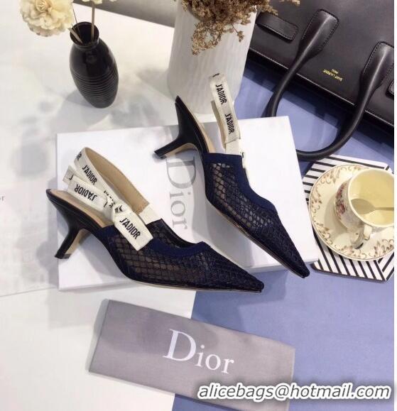 Buy Fashionable Dior J'Adior Slingback Fishnet Pump With 6.5cm Heel CD1810 Blue 2020