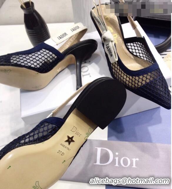 Buy Fashionable Dior J'Adior Slingback Fishnet Pump With 6.5cm Heel CD1810 Blue 2020