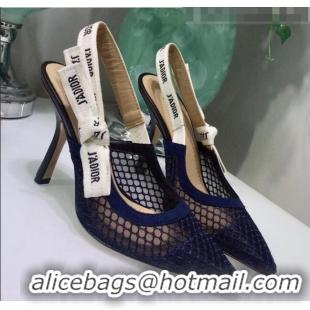 Imitation Dior J'Adior Slingback Fishnet Pump With 9.5cm Heel CD1809 Blue 2020