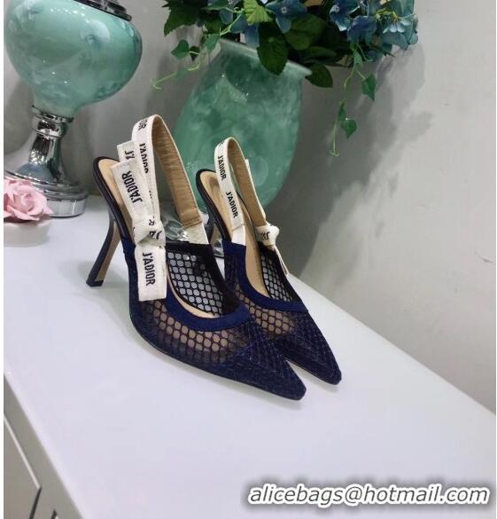 Imitation Dior J'Adior Slingback Fishnet Pump With 9.5cm Heel CD1809 Blue 2020