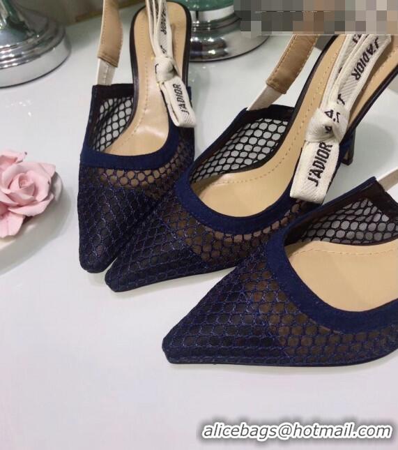 Imitation Dior J'Adior Slingback Fishnet Pump With 9.5cm Heel CD1809 Blue 2020