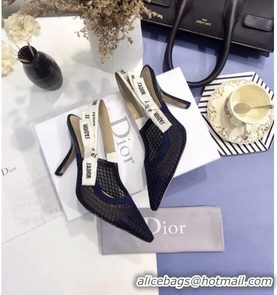 Imitation Dior J'Adior Slingback Fishnet Pump With 9.5cm Heel CD1809 Blue 2020