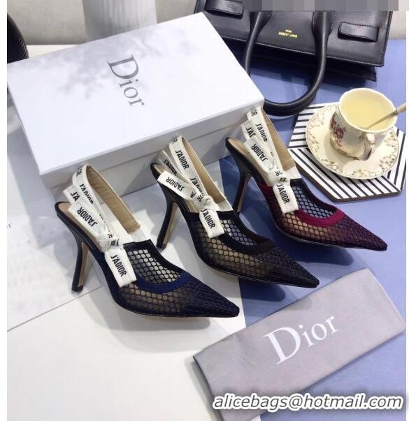 Imitation Dior J'Adior Slingback Fishnet Pump With 9.5cm Heel CD1809 Blue 2020