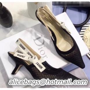 Low Price Dior J'Adior Slingback Fishnet Pump With 6.5cm Heel CD1815 Black 2020