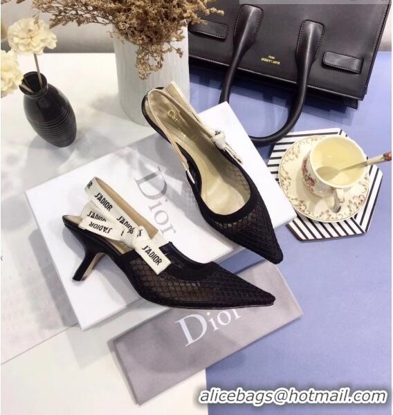 Low Price Dior J'Adior Slingback Fishnet Pump With 6.5cm Heel CD1815 Black 2020