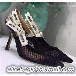 Super Quality Dior J'Adior Slingback Fishnet Pump With 9.5cm Heel CD1816 Black 2020