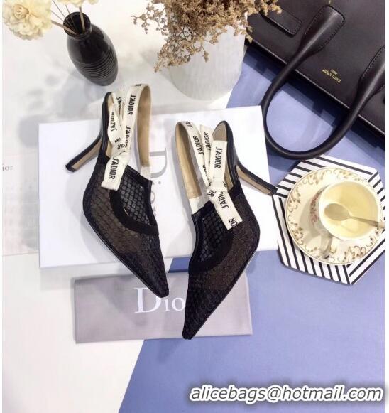 Super Quality Dior J'Adior Slingback Fishnet Pump With 9.5cm Heel CD1816 Black 2020