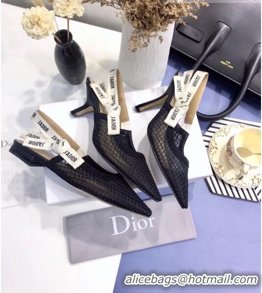 Super Quality Dior J'Adior Slingback Fishnet Pump With 9.5cm Heel CD1816 Black 2020