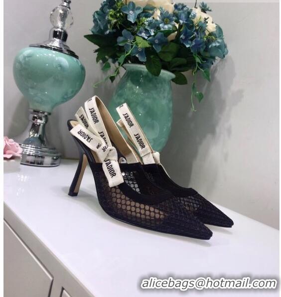 Super Quality Dior J'Adior Slingback Fishnet Pump With 9.5cm Heel CD1816 Black 2020