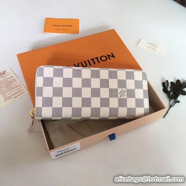 Top Quality Louis Vuitton Damier Azur Canvas Clémence Wallet N61264 Rose Ballerine