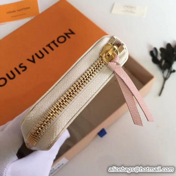 Top Quality Louis Vuitton Damier Azur Canvas Clémence Wallet N61264 Rose Ballerine