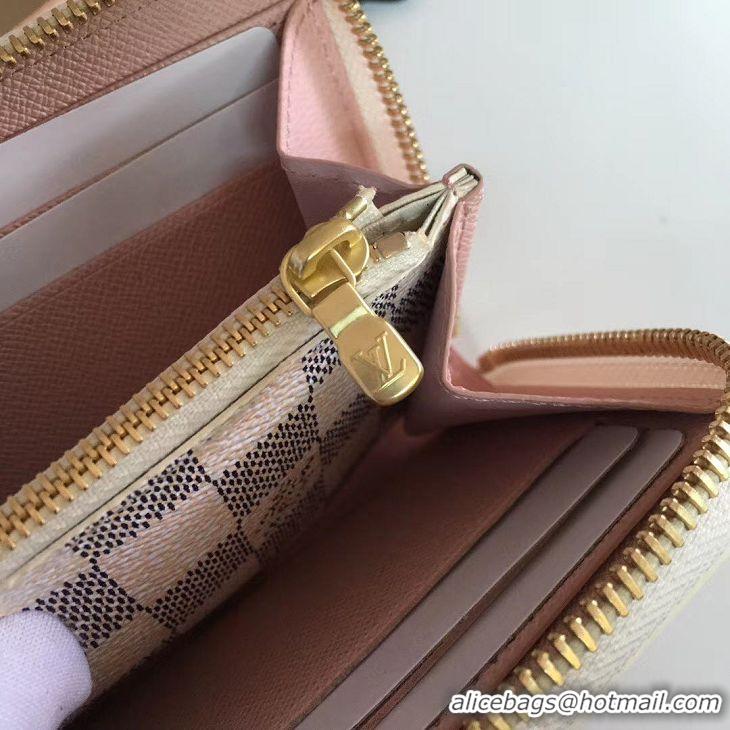 Top Quality Louis Vuitton Damier Azur Canvas Clémence Wallet N61264 Rose Ballerine