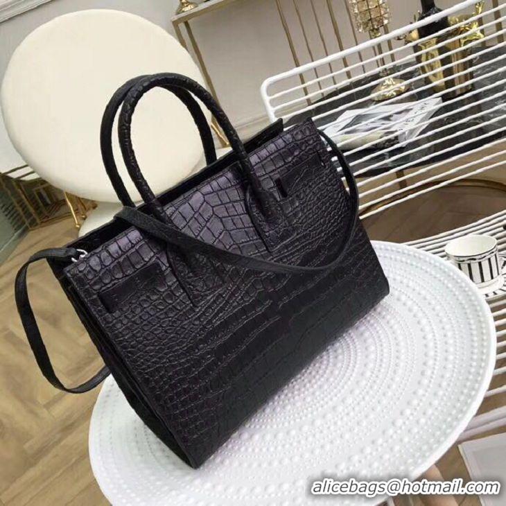 Top Quality Yves Saint Laurent Classic Sac De Jour Bag Croco Leather Y391545 Black