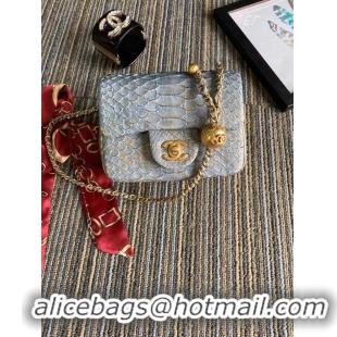 Discount Chanel Original Small Snake skin flap bag AS1115 grey