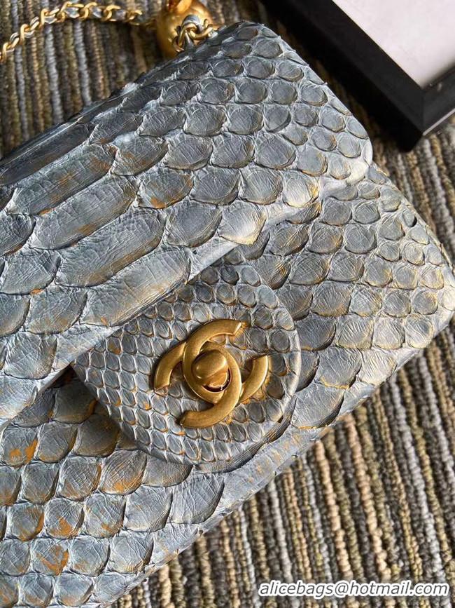 Discount Chanel Original Small Snake skin flap bag AS1115 grey