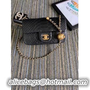 Elegant Chanel Original Small Snake skin flap bag AS1115 black