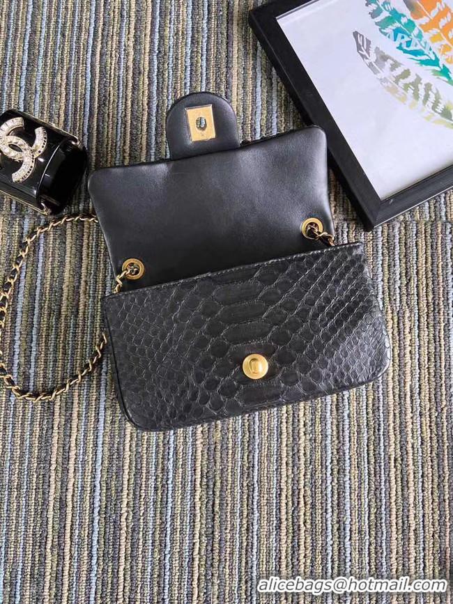 Elegant Chanel Original Small Snake skin flap bag AS1115 black