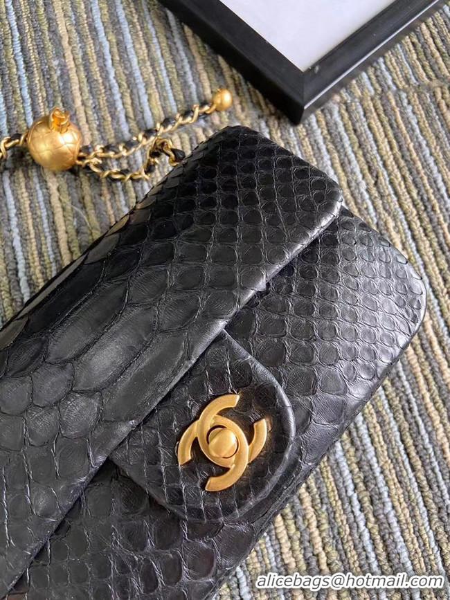 Elegant Chanel Original Small Snake skin flap bag AS1115 black