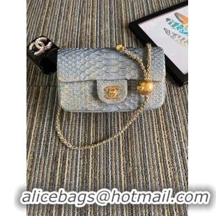 Good Quality Chanel Original Small Snake skin flap bag AS1116 grey