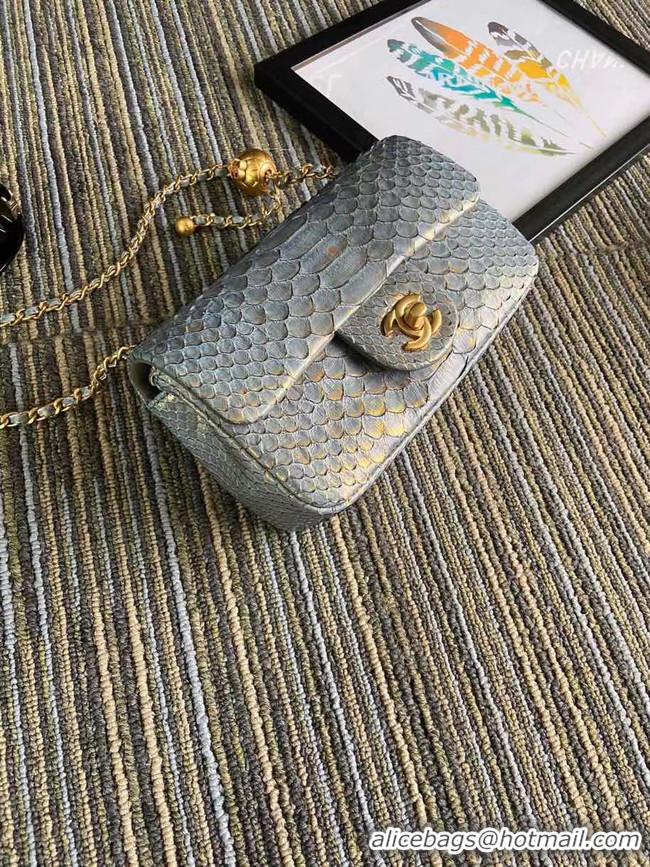 Good Quality Chanel Original Small Snake skin flap bag AS1116 grey