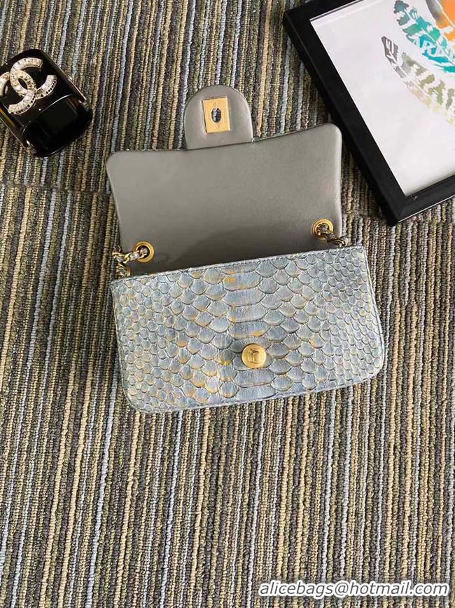 Good Quality Chanel Original Small Snake skin flap bag AS1116 grey