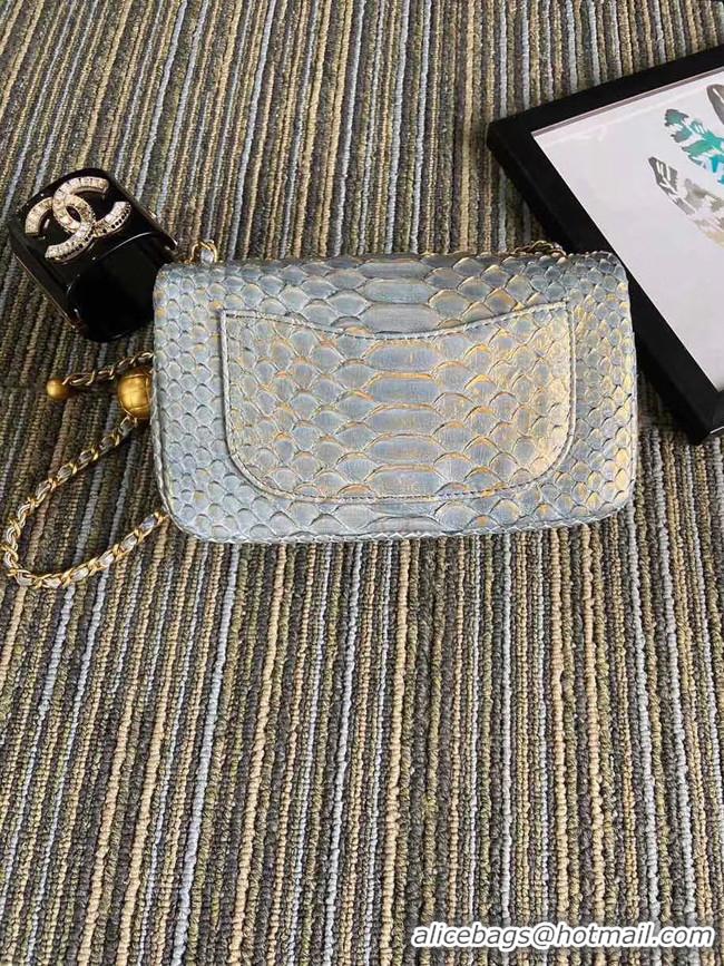 Good Quality Chanel Original Small Snake skin flap bag AS1116 grey