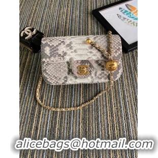 Discounts Chanel Original Small Snake skin flap bag AS1116 light grey