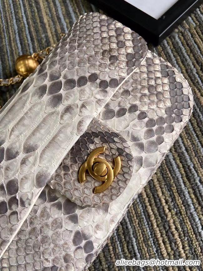 Discounts Chanel Original Small Snake skin flap bag AS1116 light grey