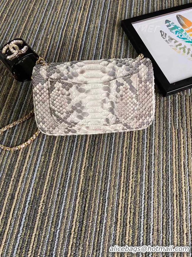 Discounts Chanel Original Small Snake skin flap bag AS1116 light grey