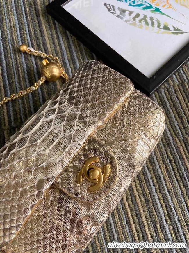 Best Price Chanel Original Small Snake skin flap bag AS1116 apricot