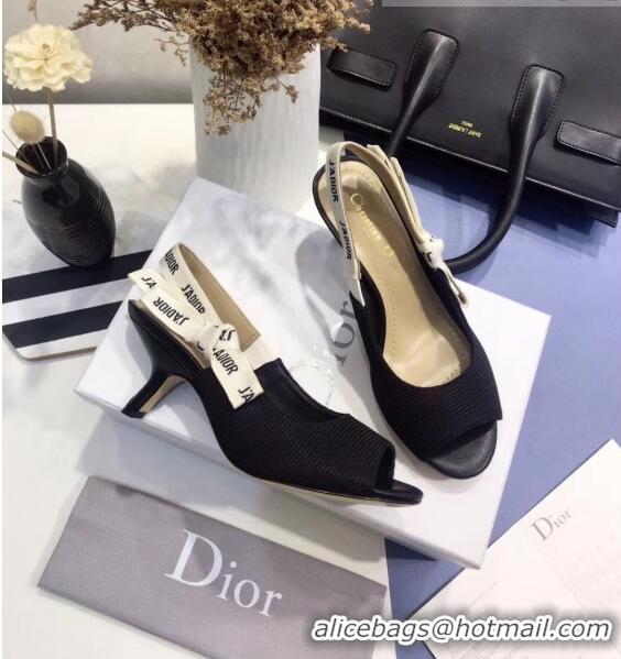 Super Quality Dior J'Adior Technical Fabric Heeled Sandal 6.5cm Heel CD1820 Black