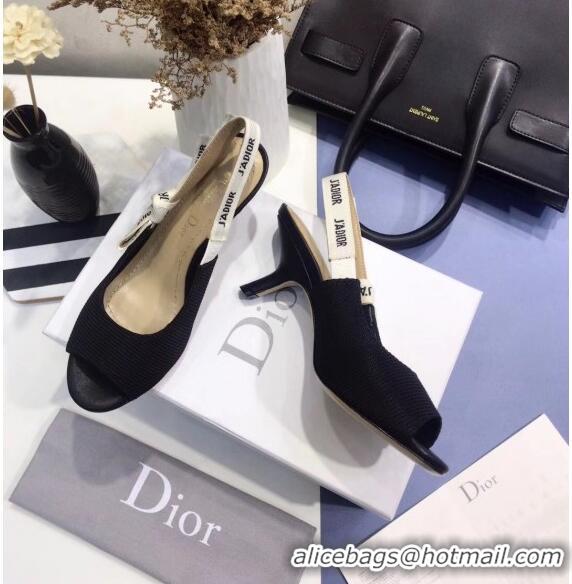 Super Quality Dior J'Adior Technical Fabric Heeled Sandal 6.5cm Heel CD1820 Black