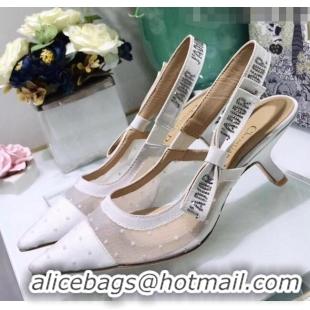 Super Quality Dior J'Adior Slingback Plumetis Pump With 6.5cm Heel CD1822 White