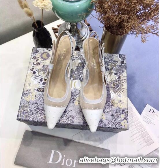 Super Quality Dior J'Adior Slingback Plumetis Pump With 6.5cm Heel CD1822 White