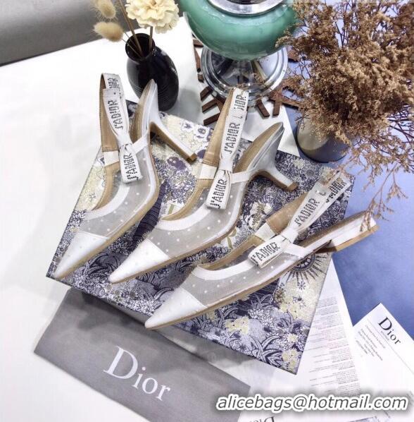 Super Quality Dior J'Adior Slingback Plumetis Pump With 6.5cm Heel CD1822 White