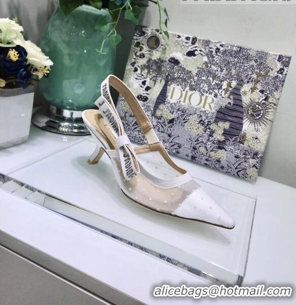 Super Quality Dior J'Adior Slingback Plumetis Pump With 6.5cm Heel CD1822 White