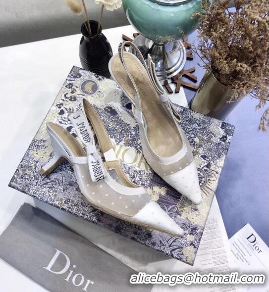 Super Quality Dior J'Adior Slingback Plumetis Pump With 6.5cm Heel CD1822 White