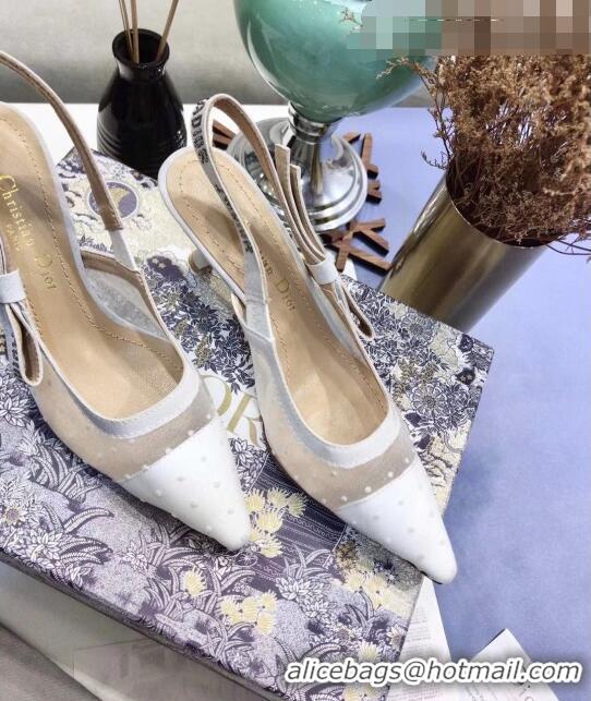 Super Quality Dior J'Adior Slingback Plumetis Pump With 6.5cm Heel CD1822 White