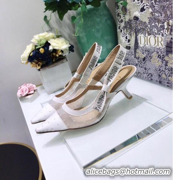 Super Quality Dior J'Adior Slingback Plumetis Pump With 6.5cm Heel CD1822 White