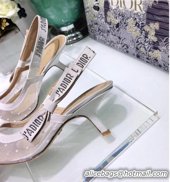 Super Quality Dior J'Adior Slingback Plumetis Pump With 6.5cm Heel CD1822 White