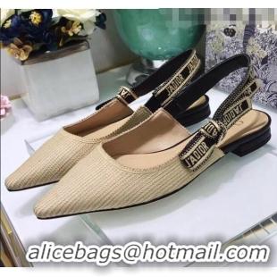 Top Quality Dior J'Adior Technical Fabric Slingback Ballerina Flat CD1824 Beige