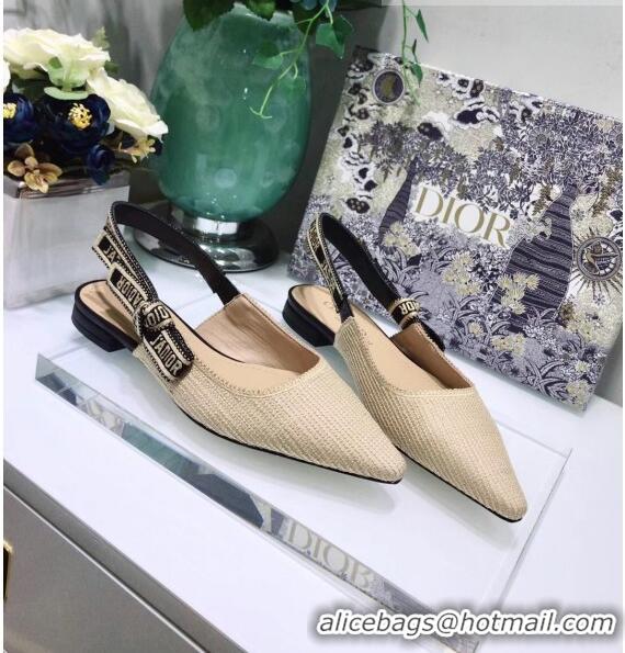 Top Quality Dior J'Adior Technical Fabric Slingback Ballerina Flat CD1824 Beige