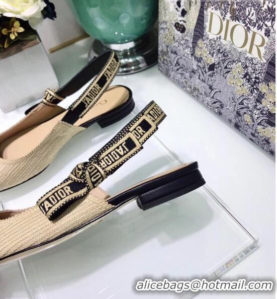 Top Quality Dior J'Adior Technical Fabric Slingback Ballerina Flat CD1824 Beige