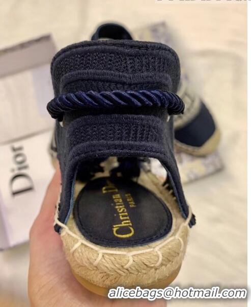 Cheapest Dior Oblique Embroidered Cotton Lace-up Espadrille 43027 Blue 2020