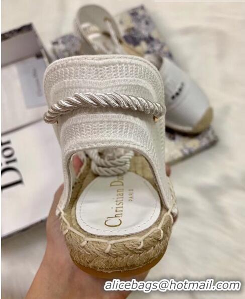 Free Shipping Dior Oblique Embroidered Cotton Lace-up Espadrille 43027 White 2020