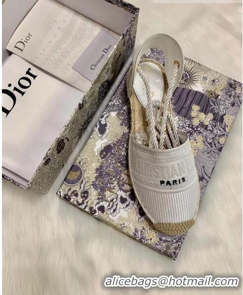 Free Shipping Dior Oblique Embroidered Cotton Lace-up Espadrille 43027 White 2020