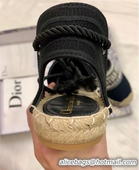 Shop Duplicate Dior Oblique Embroidered Cotton Lace-up Espadrille 43027 Black 2020