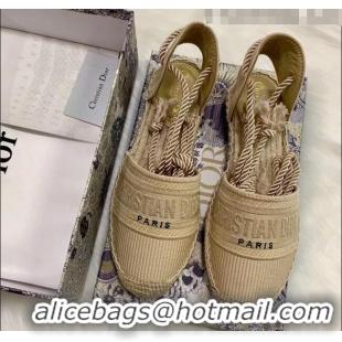 New Fashion Dior Oblique Embroidered Cotton Lace-up Espadrille 43027 Beige 2020