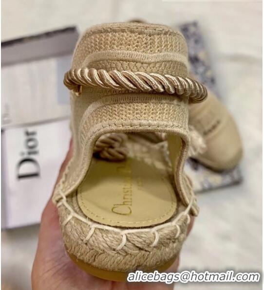 New Fashion Dior Oblique Embroidered Cotton Lace-up Espadrille 43027 Beige 2020