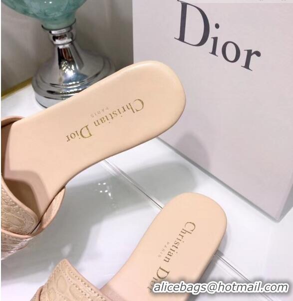 Inexpensive Dior 30 MONTAIGNE Mule Flat Sandals in Crocodile Pattern Calfskin CD1404 Beige